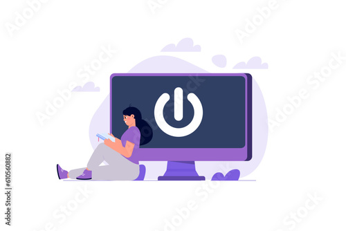 Digital detox, internet addiction concept. Vector illustration.