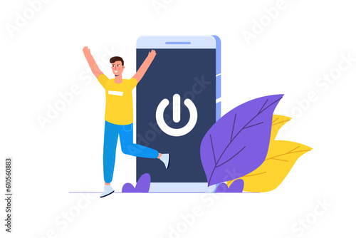 Digital detox, internet addiction concept. Vector illustration.