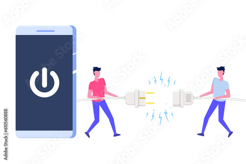 Digital detox, internet addiction concept. Vector illustration.