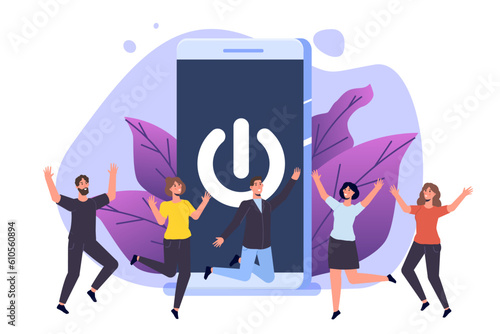 Digital detox, internet addiction concept. Vector illustration.