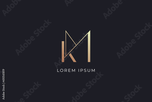 Tableau sur toile MK letter fashion brand design modern style creative golden wordmark design typo