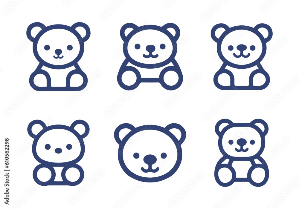 Teddy Bear cartoon line icon collection Teddy Bear cartoon line icon collection