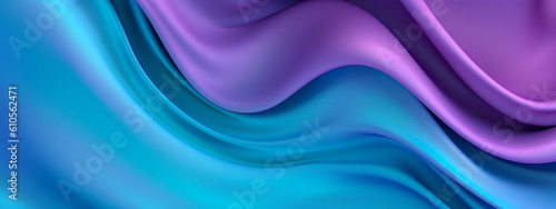 abstract background illustration with smooth silk waves in blue colors. Generative AI