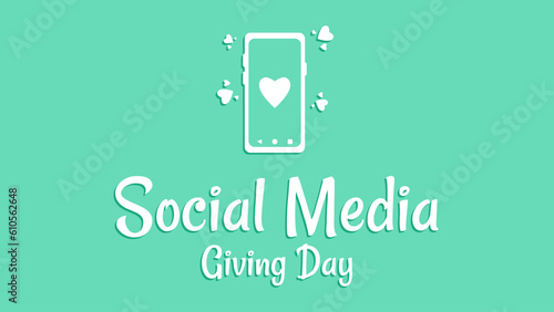 Social Media Giving Day with smartphone and heart icon in flat design