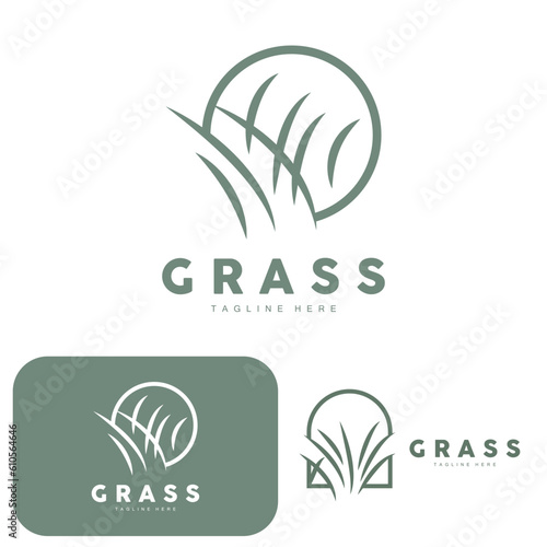 Green Grass Logo Design, Farm Landscape Illustration, Natural Scenery Vector