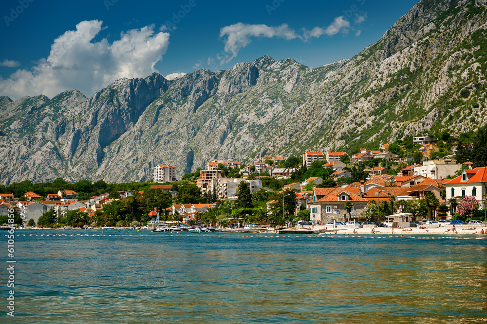Montenegrin coast in the Bay of Kotor with lovely small private houses