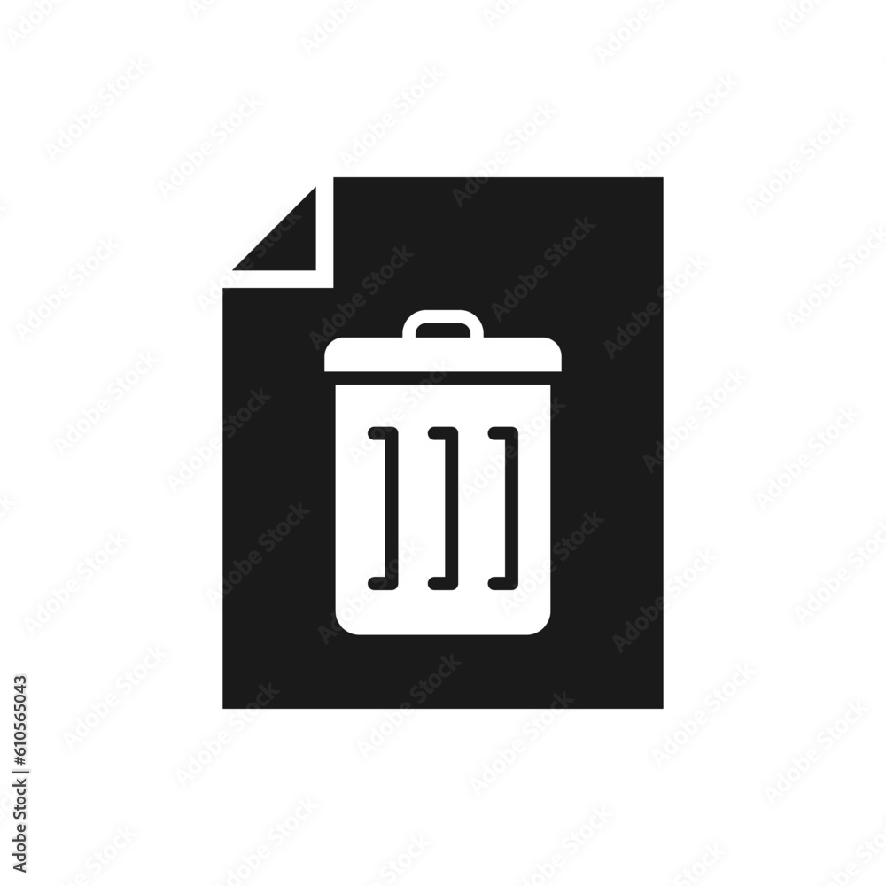Paper and trash can. Delete file, remove document icon flat style isolated on white background. Vector illustration Paper and trash can. Delete file, remove document icon flat style isolated on white background. Vector illustration