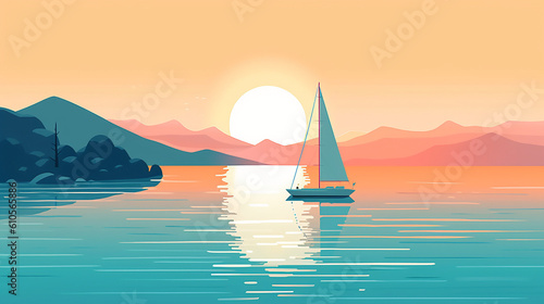 Sailboat Sunrise pastel colours