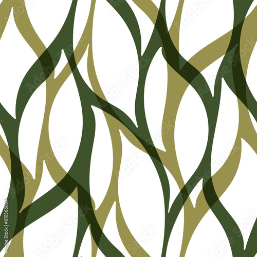 Green leaves seamless vector pattern. Watercolor tea leaf background, textured jungle print.