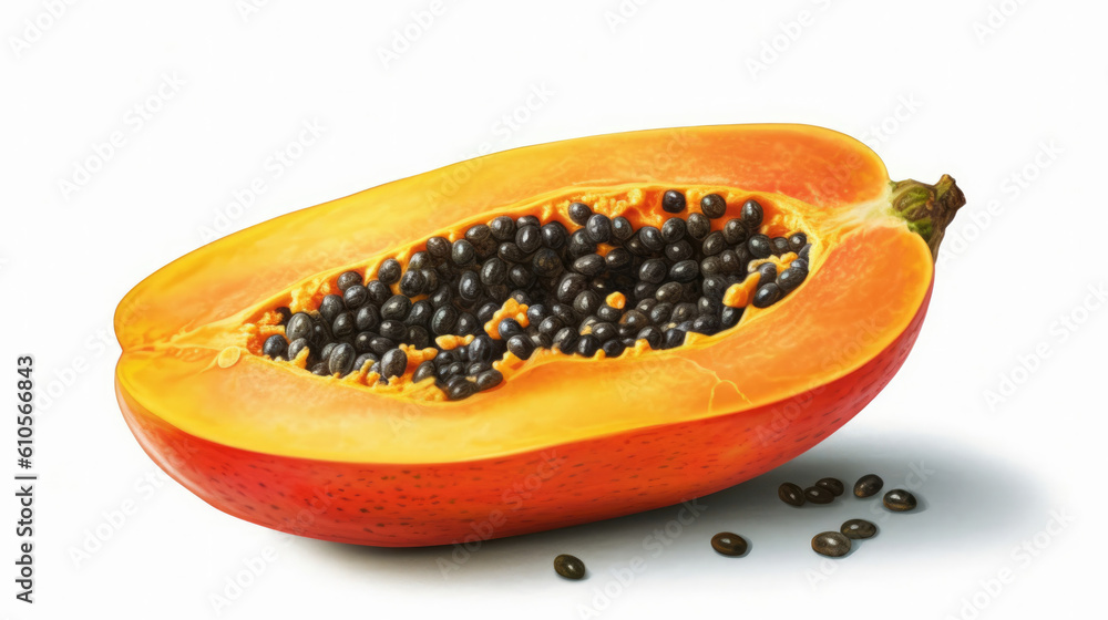 Isolated, vibrant Papaya on white Isolated, vibrant Papaya on white