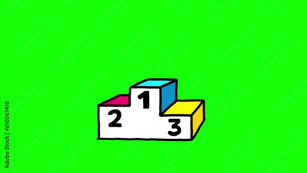 Podium with places for winners CMYK isolated greenbox. Black and white outline cartoon animation hand drawn with numbers 1 2 3. Useful for placing anything on it.
Podium with places for winners CMYK isolated greenbox. Black and white outline cartoon animation hand drawn with numbers 1 2 3. Useful for placing anything on it.