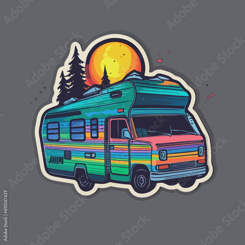 80s camper sticker design - vector art