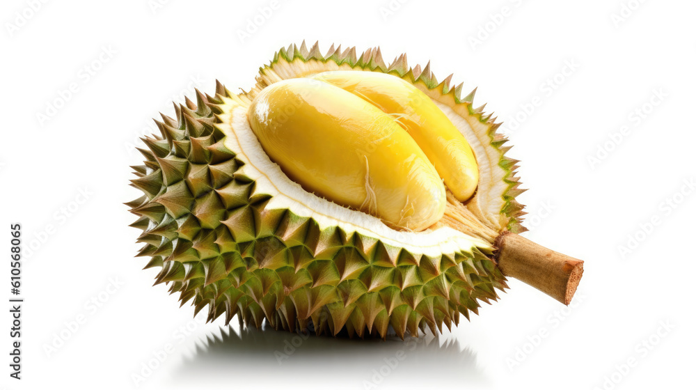 Fototapeta premium Isolated, distinctive Durian on white