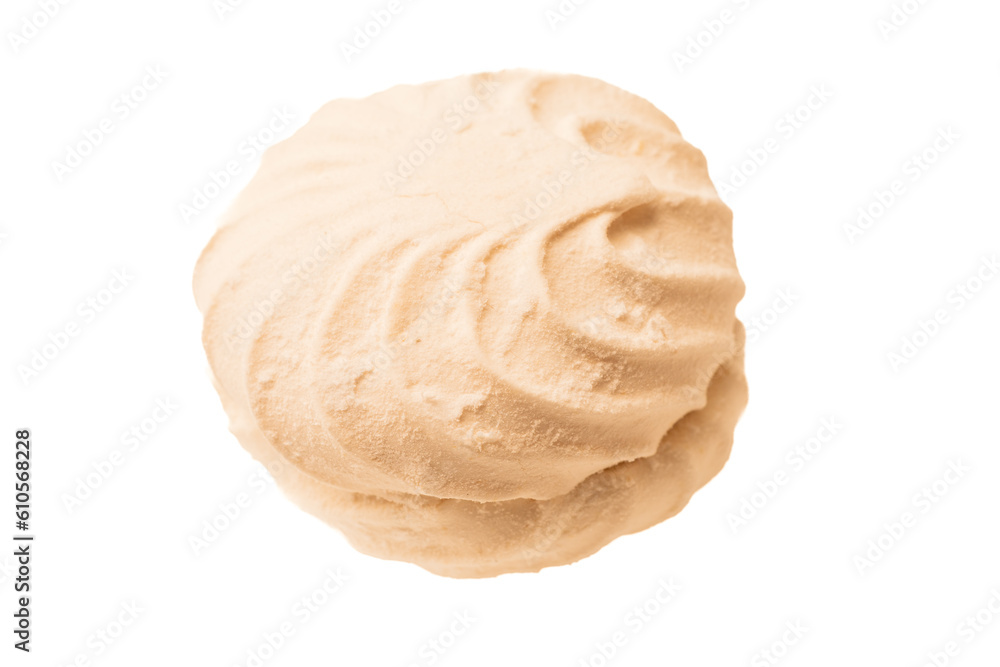 Sweet dessert white zephyr marshmallows isolated on white background Sweet dessert white zephyr marshmallows isolated on white background