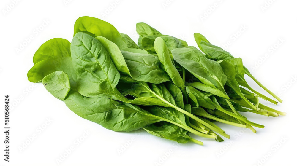 Isolated, vibrant green Spinach on white Isolated, vibrant green Spinach on white