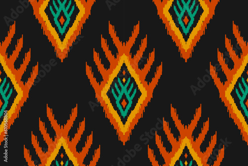 Beautiful ethnic tribal pattern art. Ethnic ikat seamless pattern. American and Mexican style. Design for background, wallpaper, illustration, fabric, clothing, carpet, textile, batik, embroidery.