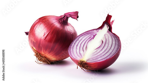 Isolated, deep red Onion on white