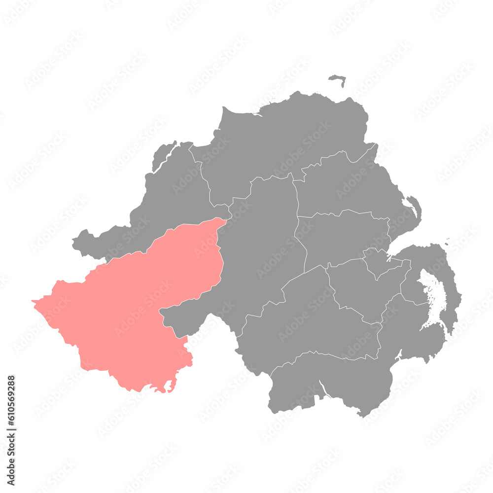 Fermanagh and Omagh map, administrative district of Northern Ireland. Vector illustration.