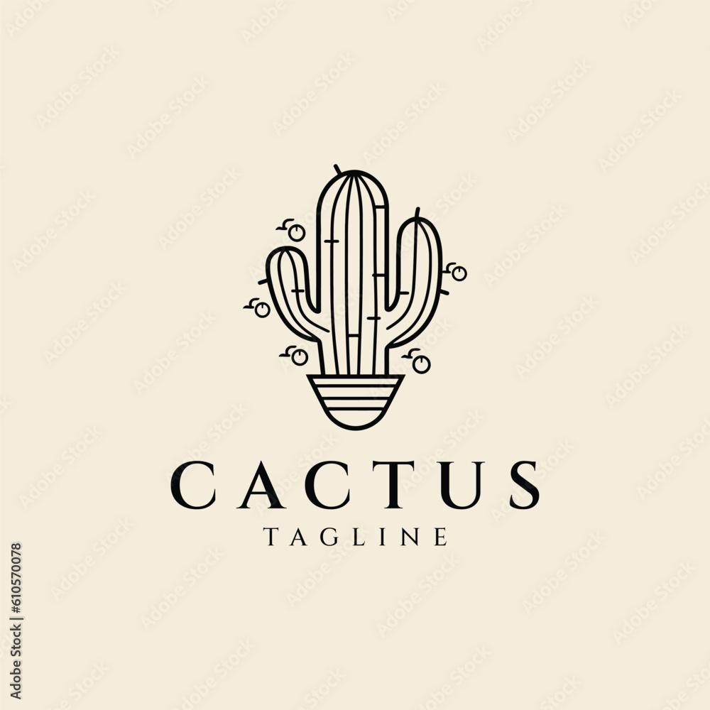 Fototapeta premium Cactus vintage logo design vector illustration