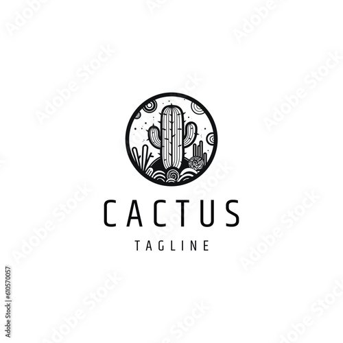 Cactus vintage logo design vector illustration