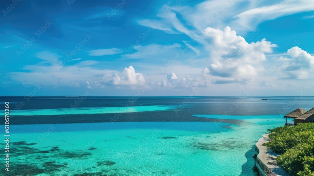 Obraz premium Grand View Of Maldives During a Beautiful Day Generative AI
