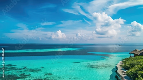 Grand View Of Maldives During a Beautiful Day Generative AI © Fauzan