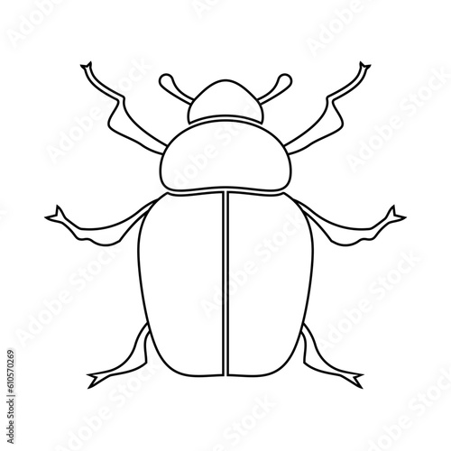 Silhouette of a beetle of the Coleoptera family on a white background.
