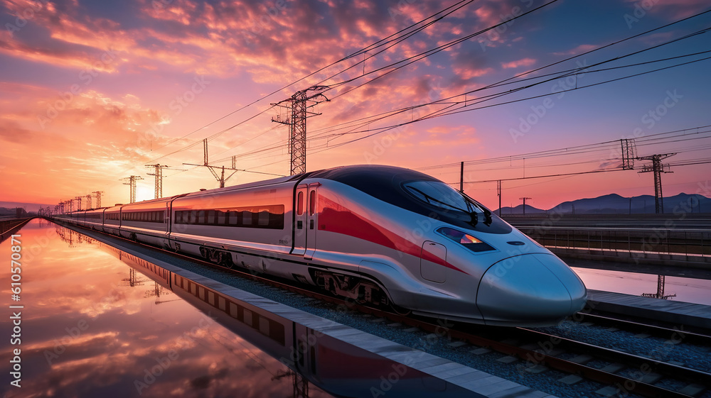 Fototapeta premium chinese high-speed rail. Generative Ai