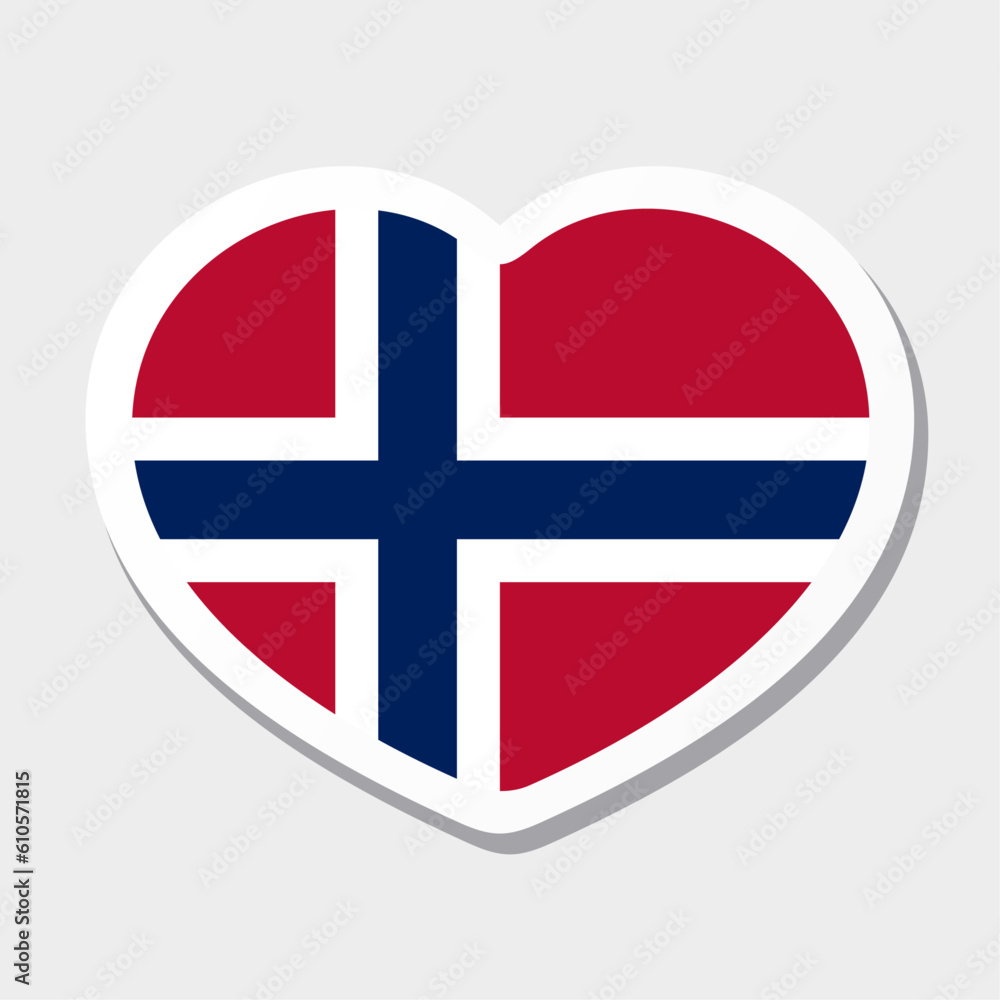 Flag of Norway icon. Vector heart sticker. Best for mobile apps, UI and web design. Flag of Norway icon. Vector heart sticker. Best for mobile apps, UI and web design.