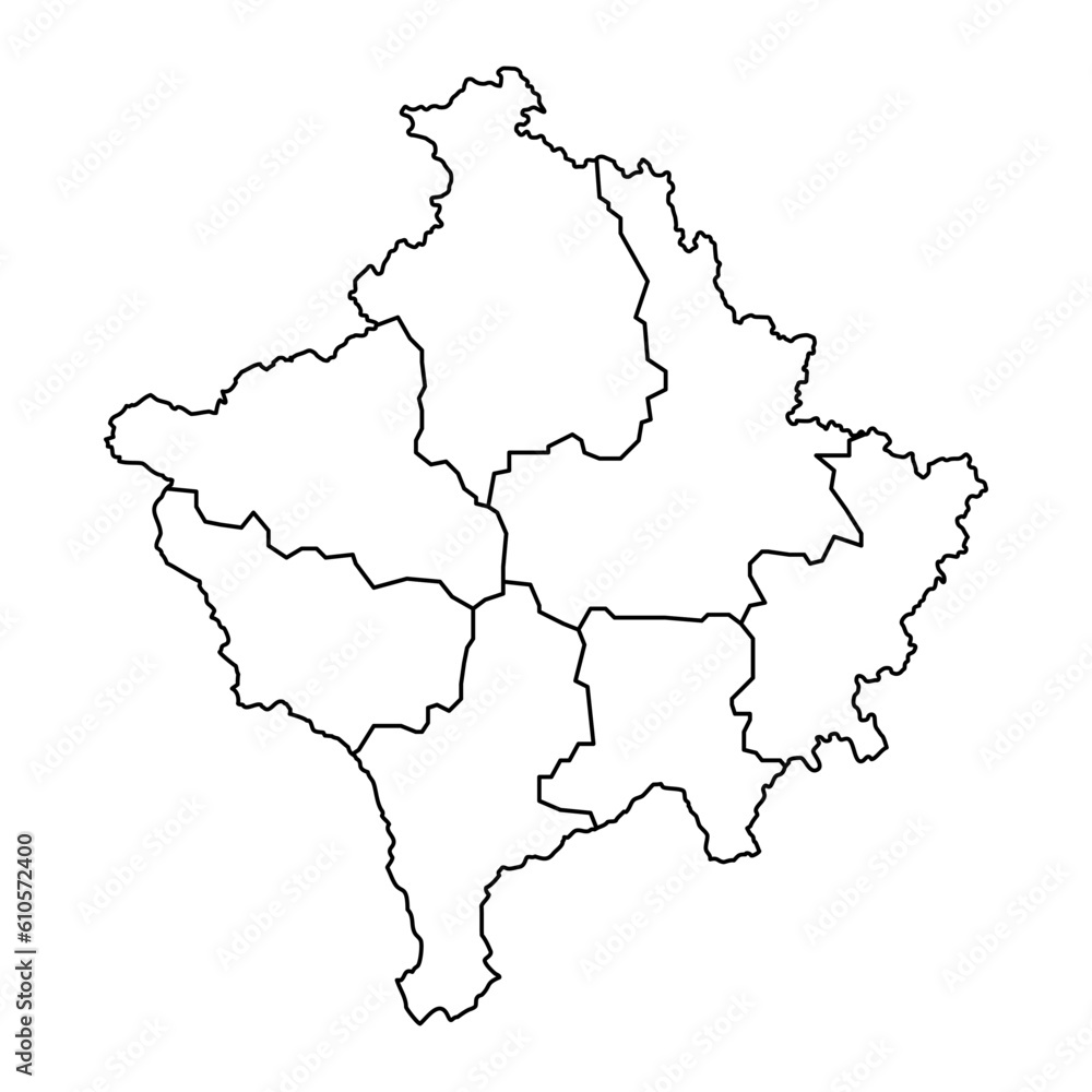 Kosovo map with districts. Vector illustration.
