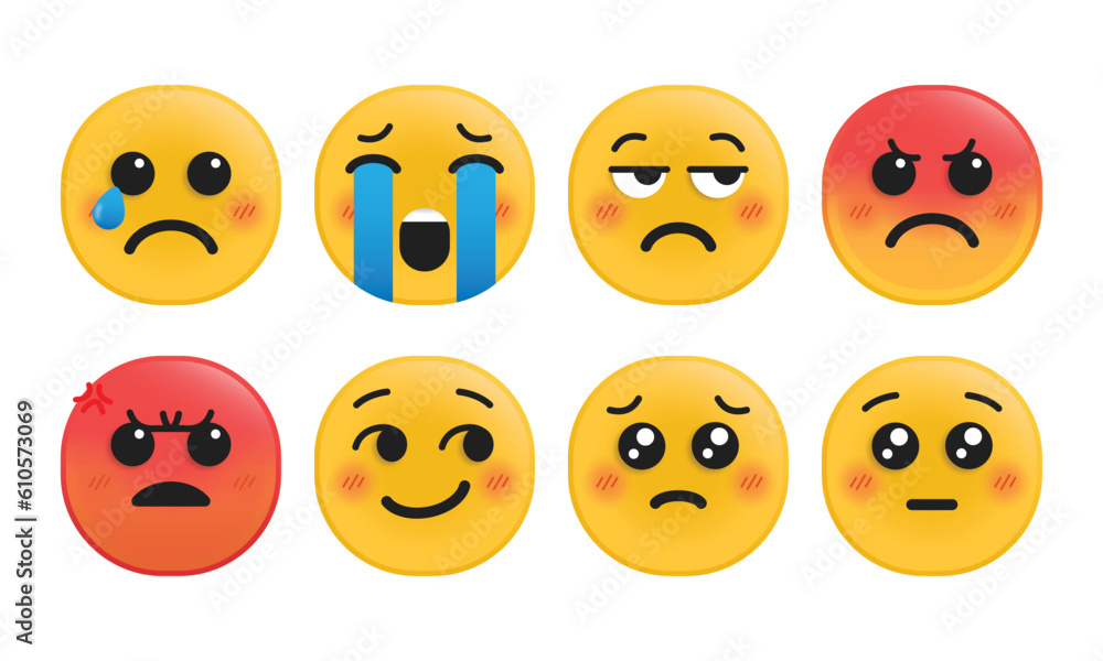 Fototapeta premium Set of cute expression vector emoticon, emoji