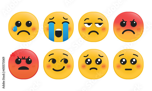 Set of cute expression vector emoticon, emoji