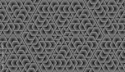 Abstract geometric pattern with stripes, lines. Seamless vector background. White and black ornament. Simple lattice graphic design.
