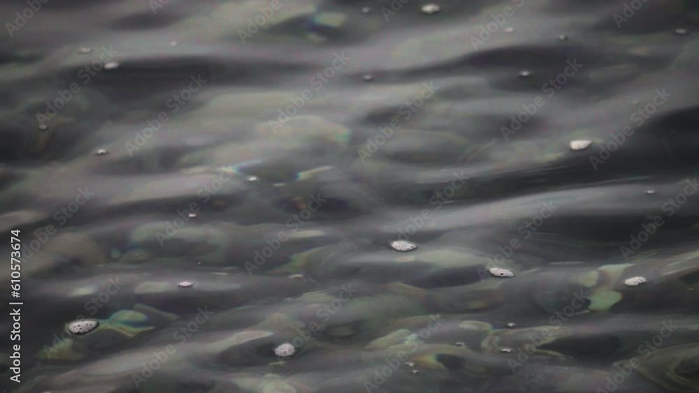 Transparent Water Of A Calm River With Rocky Stones Bottom. Close up Transparent Water Of A Calm River With Rocky Stones Bottom. Close up