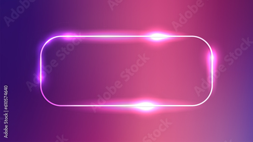 Neon rounded rectangle frame with shining effects