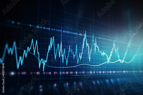 financial chart with uptrend line graph of stock market and stack of coins background
