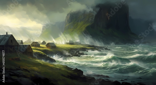 Illustration of a beautiful view of Iceland