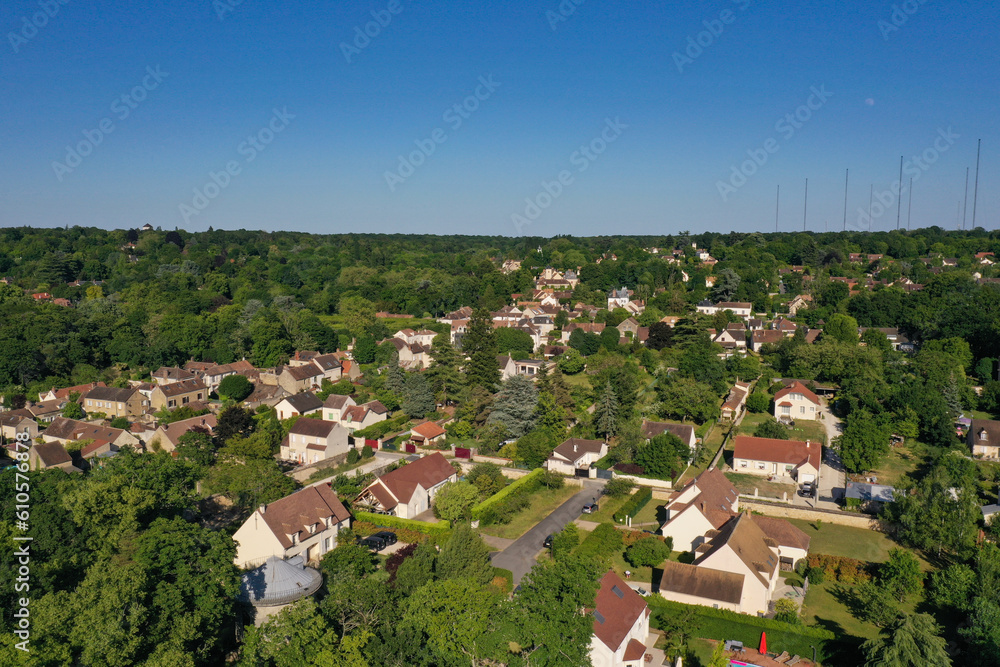 aerial view on the city of Seine Port in Sein et Marne