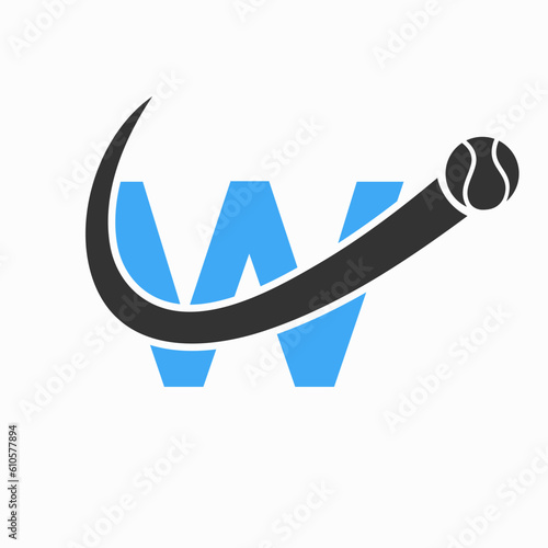 Tennis Logo Design On Letter W Template. Tennis Sport Academy, Club Logo