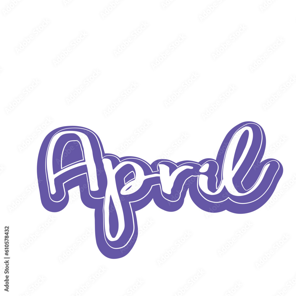 Calendar month. April word art silhouette Calendar month. April word art silhouette