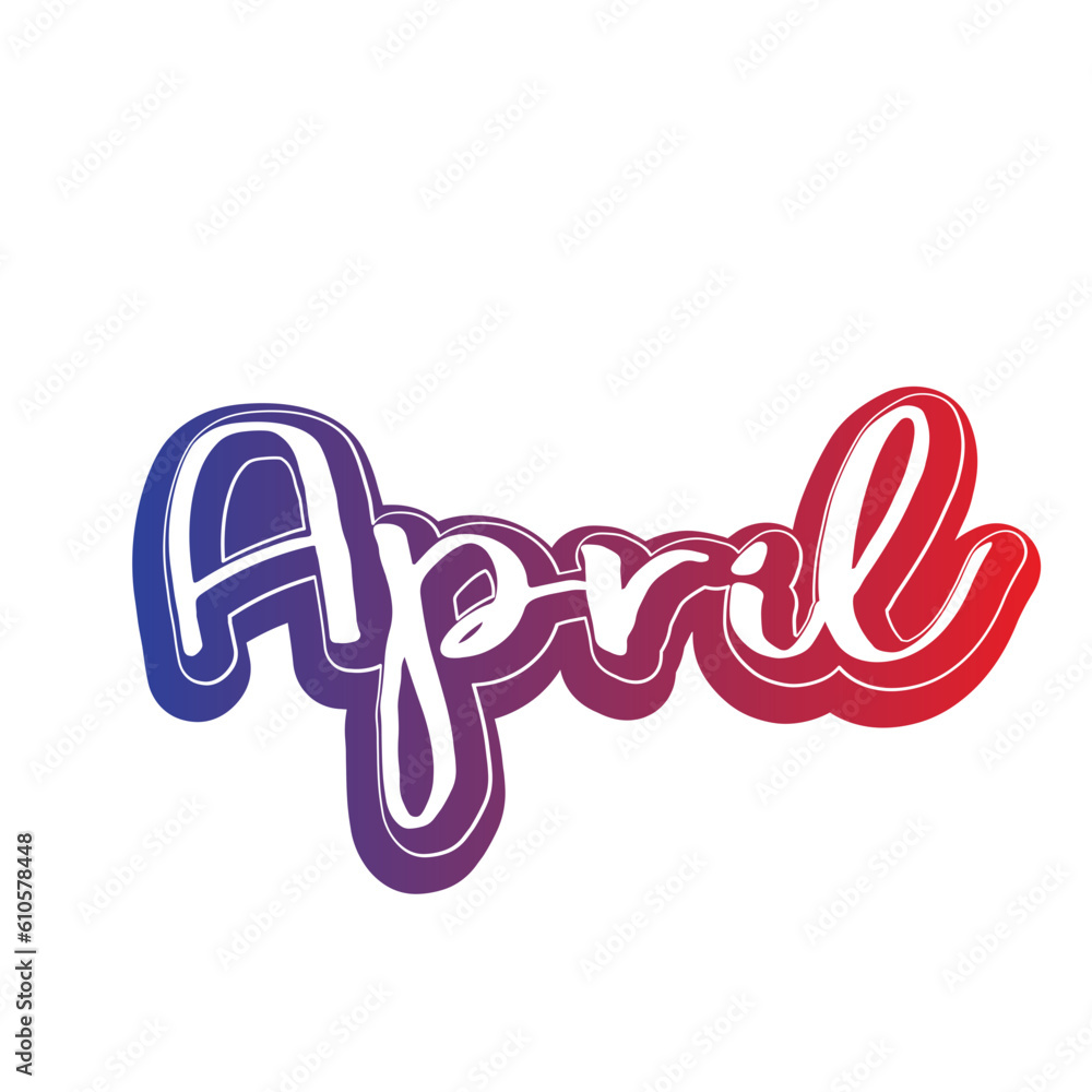 Calendar month. April word art silhouette Calendar month. April word art silhouette