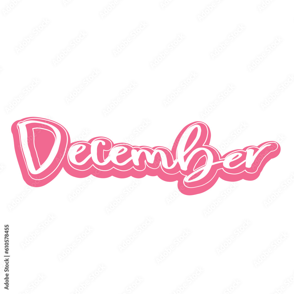 Calendar month.  December word art silhouette