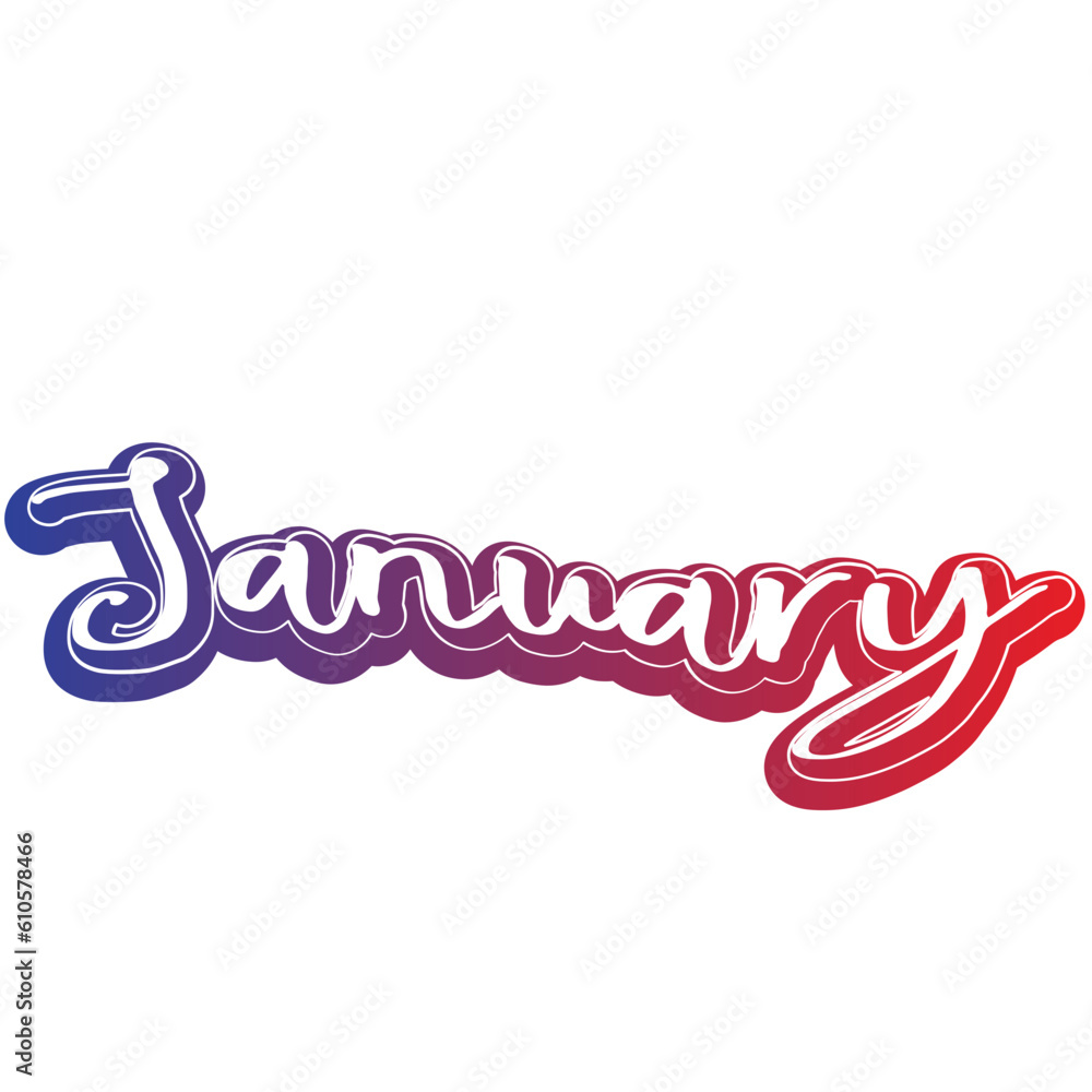 Calendar month. January word art silhouette Calendar month. January word art silhouette