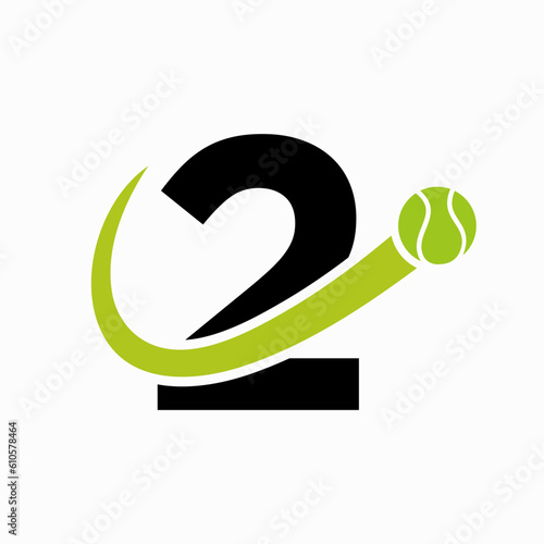 Tennis Logo Design On Letter 2 Template. Tennis Sport Academy, Club Logo