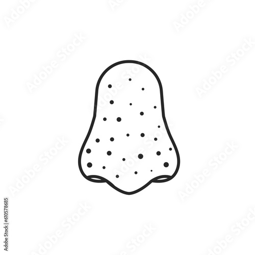 Clogged nose blackheads icon. Acne comedone pores exfoliation strip treatment. Facial cleansing routine. Healthcare and beauty concept. Isolated flat vector illustration.