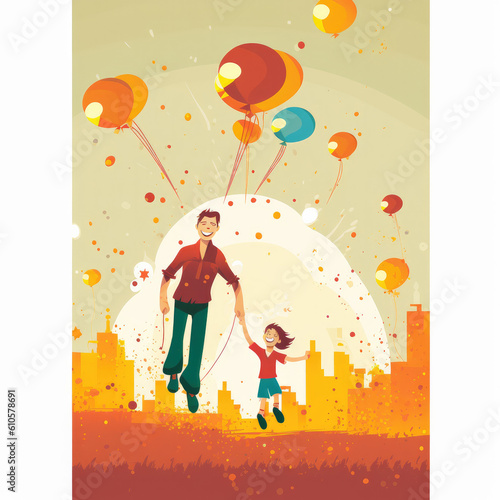 Celebrating Father's Day with Love, Cherishing Dad Father's Day theme vector concept. Made by (AI) artificial intelligence.