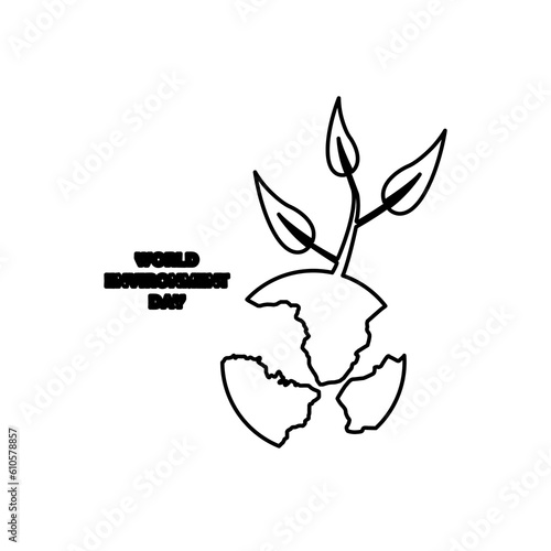 icon of planet earth, earth day, plants, vector illustration