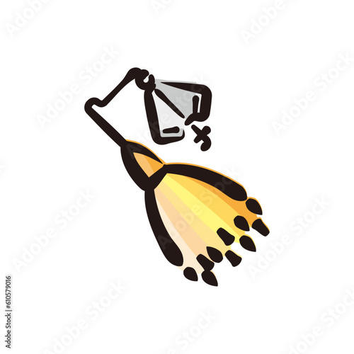 Buzzbait - Fishing lure icon/illustration (Hand-drawn line, colored version)