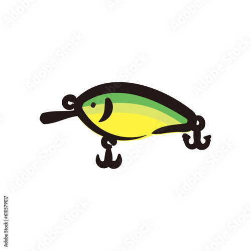 Crankbait lure - Fishing lure icon/illustration (Hand-drawn line, colored version)