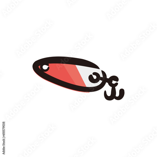 Spoon lure - Fishing lure icon/illustration (Hand-drawn line, colored version)